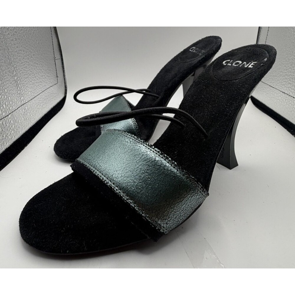 ✨👠 Bruno Bordese Italy Leather Cone High Heels Vintage Party Sandals Size 35 🇮